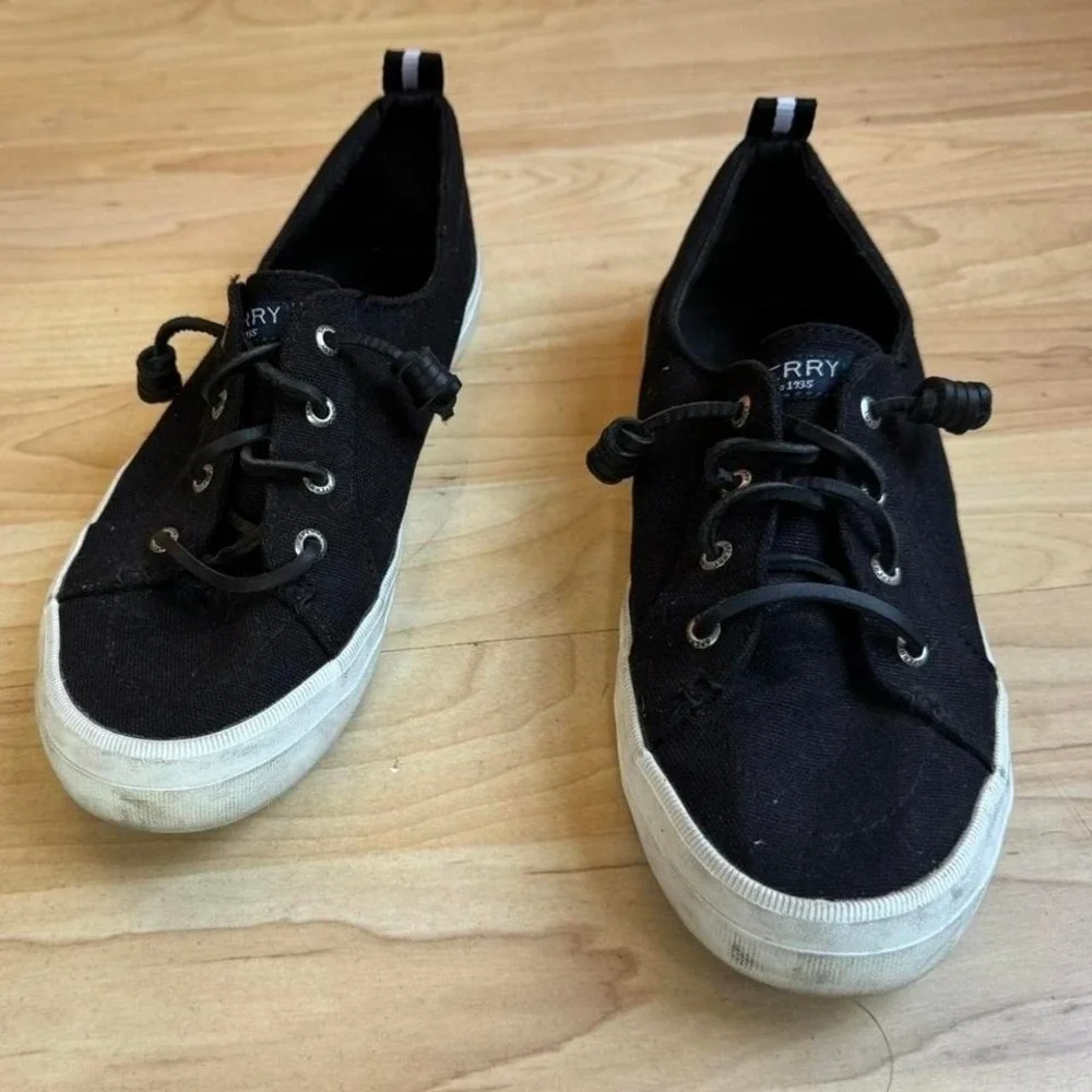 Sperry Sneakers Crest Vibe VP Leather Topsider Preppy Black 8.5